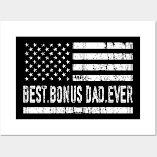 Father's Day Best Bonus Dad Ever with US American Flag Posters and Art